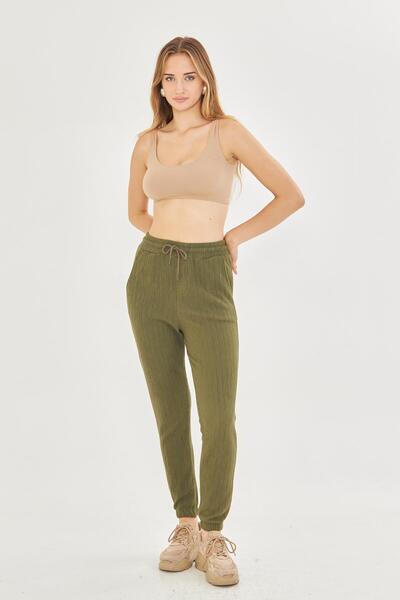Kutaf Women's khaki high-waisted jogger pants – relaxed fit everyday bottoms
