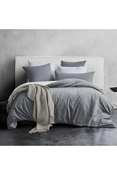 MILDLY Bedding set for 2 persons, 2 pieces, cotton, 155 x 220 cm, 1 pillowcase 80 x 80 cm, dark gray