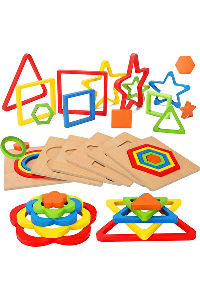 COOYA Sorting Toys for Toddlers,Wooden Shape Sorting Puzzle Sensory Toy,for 1 2 3 Year Old Dementia Game