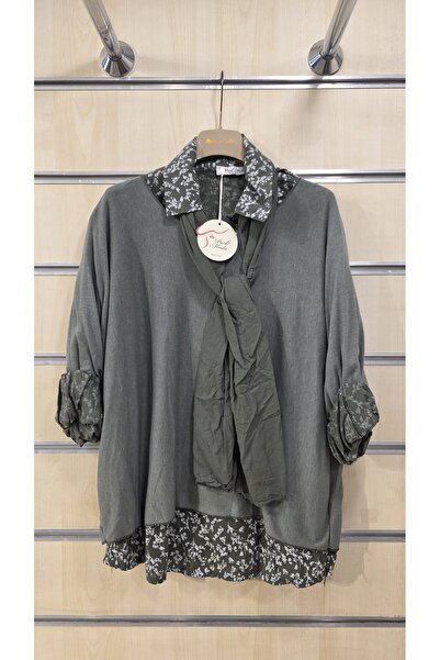 Park Moda Bluză din bumbac cu cămașă și eșarfă