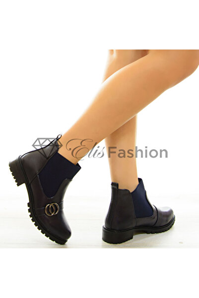 Elis Fashion Ghete de dama bleumarin cu talpa joasa si accesoriu #7995