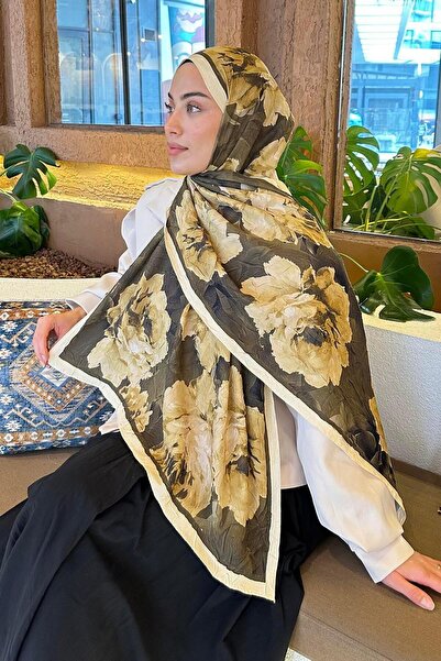 lamelif Flower Desen Bambu Şal Sarı