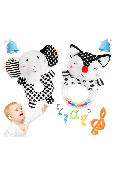 COOYA Baby Rattle Newborn Sensory Toys,Baby Rattles,High Contrast Black and White Toy,3-12 Month