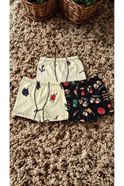 minecidem Erkek Çocuk Penye Baskılı Boxer Şort 3 Lü Set