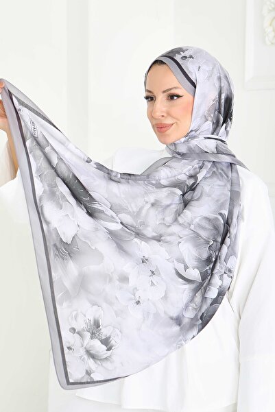 TOFİSA Памучен шал от серията Floral Whisper, сив - 27853-GRI
