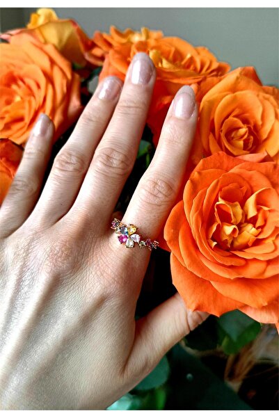 whitelove SHESRA Renkli Çiçek Model Ayarlanabilir Yüzük