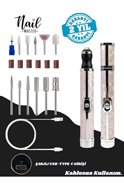 Nail Master Kablosuz Şarjlı Elektrikli Törpü Makinesi Freze Manikür Pedikür Profesyonel Tırnak Bakımı Seti