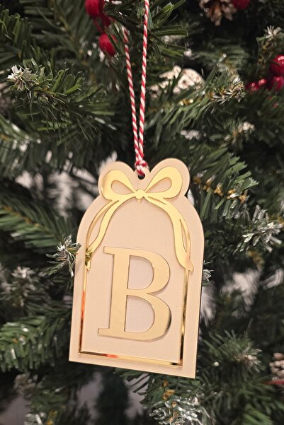 PEKSHOP Ornament pentru brad de Crăciun cu model de fereastră cu inițiale și ...