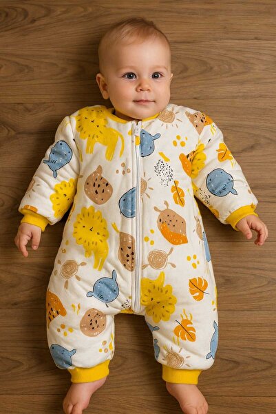 Melfa Laura Baby Lion Patterned Long Sleeve Baby Boy Sleeping Bag (Pajama Jum...