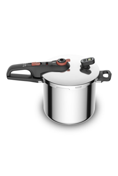 TEFAL Secure Chrono pressure cooker, 8 L, 2 cooking programs, induction, 5 safety points, silver