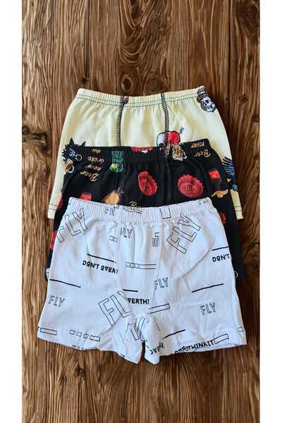 minecidem Erkek Çocuk Penye Baskılı Boxer Şort 3 Lü Set