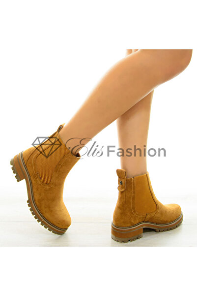 Elis Fashion Ghete de dama camel cu talpa joasa #8418