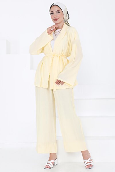 TOFİSA SET KIMONO Sari - 27357-SARI