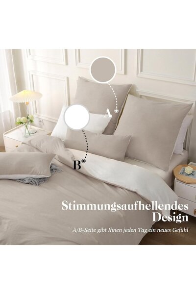 SOULFUL Bed linen set for 2, 2 pieces, cotton, duvet cover 135x200 cm & pillowcase 80x80 cm, dark beige