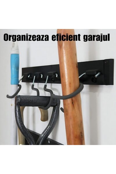 MACVI ® Tool Organizer, Easy Mount, Durable, S & Straight Hooks, Black, for Garage & Bathroom.