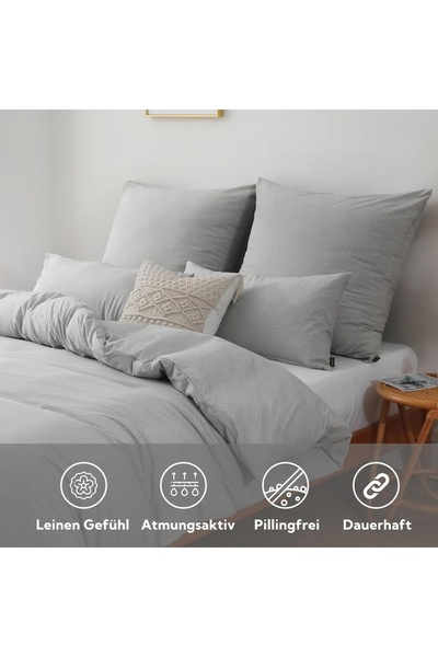 SOULFUL Bedding Set for 2, 2-piece, Cotton, 135x200 cm, 1 Pillowcase 80x80 cm, Gray