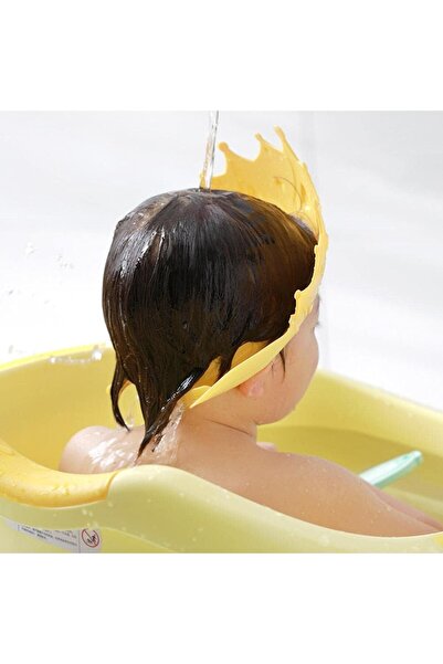 Flippy Children's Bathroom Protection Visor, Fippy, Crown Model, Adjustable Size, Yellow