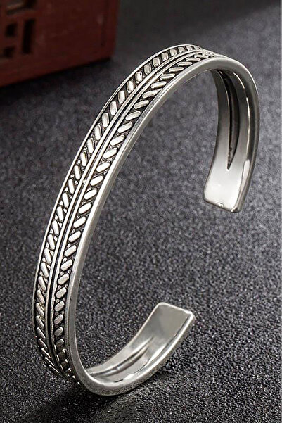 TAKIŞTIR Silver Color Men's Steel Handcuff Bracelet