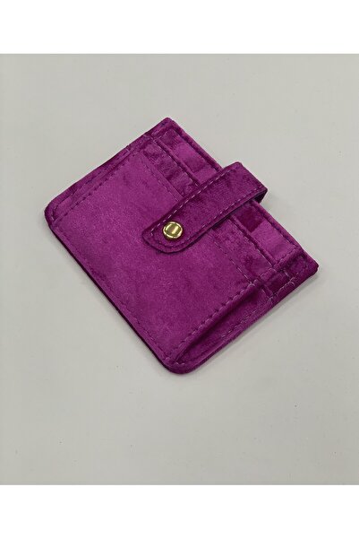 PurpleART Women's Suede Snap Closure Card Holder 8X11Cm