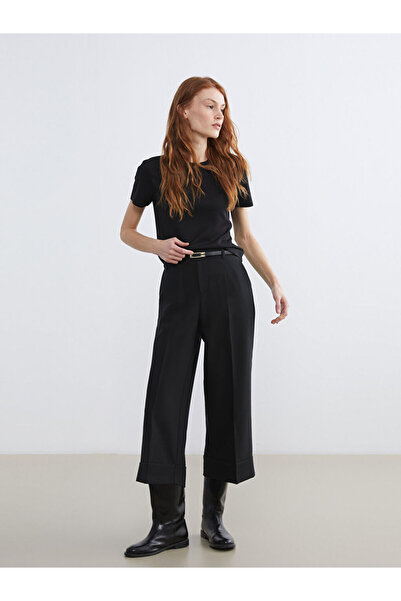 LC Waikiki Black Belted Standard Fit Women's Trousers