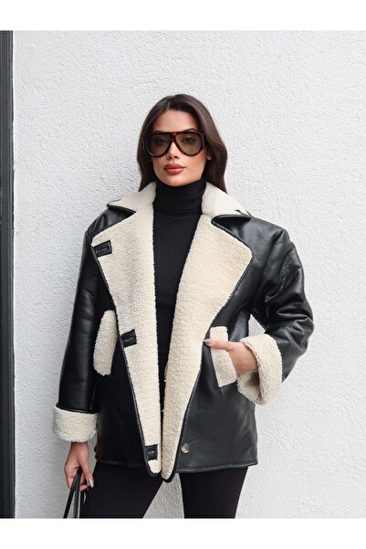 ESRAHELVACI Plush Detail Leather Jacket