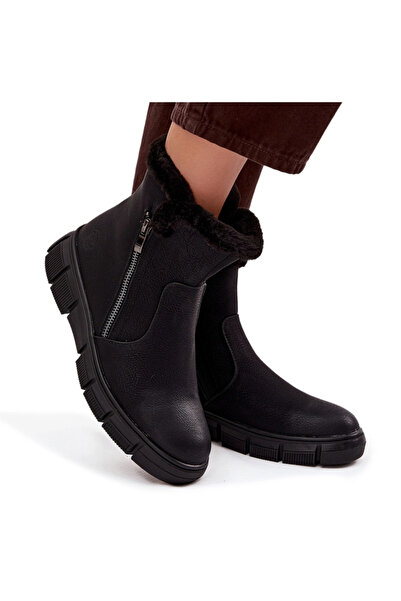 Evento Cizme de zăpadă pentru femei pe platformă cu blană Negru Briselle 36