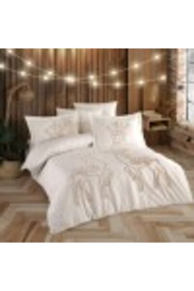 Class Home Collection Noel Ecru Double Bed Reindeer Christmas Bedding with Embroidery - Class Home