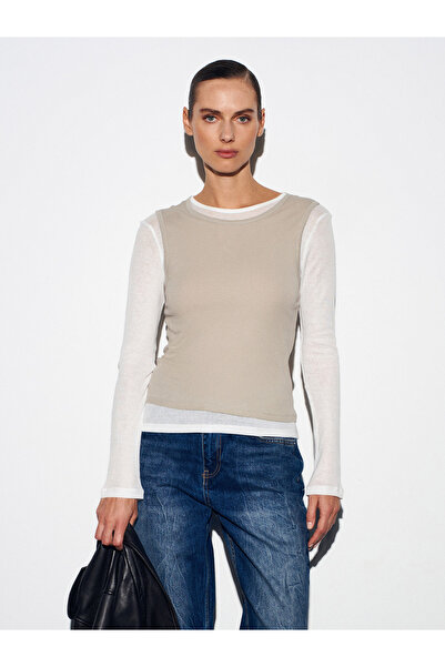 Dilvin 31952 Double Layer 100% Cotton Top-Açık Çağla