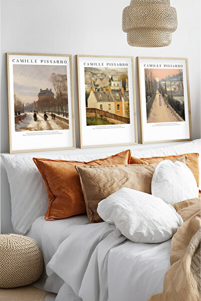 huhuli Ahşap Çerçeveli Camille Pissarro Tablo Seti Huhu550