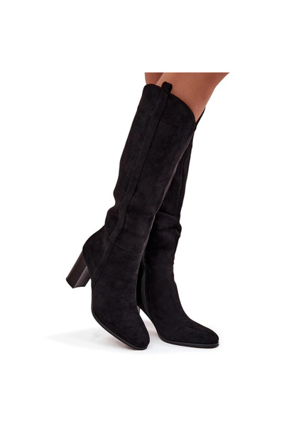 BOTO Cizme Femei Pe Toc Cu Piele Ecologica Negru Prisca 36