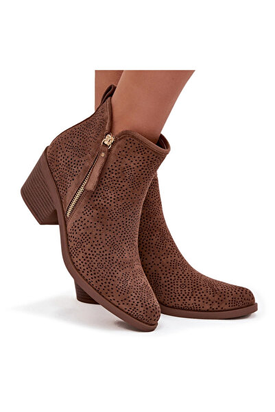 S.BARSKI Botine cowboy pentru femei cu toc HY52-538 maro 36