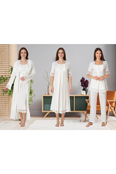 Lohusa Homewear Дамски комплект от 4 части, състоящ се от дълъг нощен костюм ...