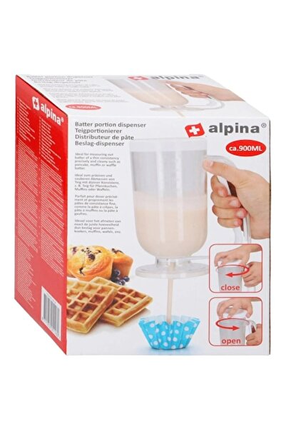 Alpina dozator de aluat, 900 ml, clapă și închidere etanșă, porționare ușoară pentru clătite, brioșe, dovleci