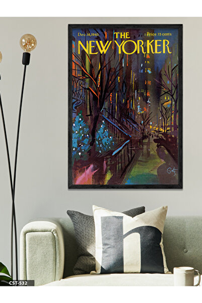 CeSht Poster iz časopisa The New Yorker, jednodijelna crna slika u drvenom ok...