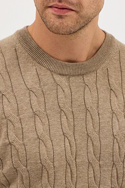 Frappoli Vaclav Men's Mink Hair Braided Cotton Crew Neck Sweater