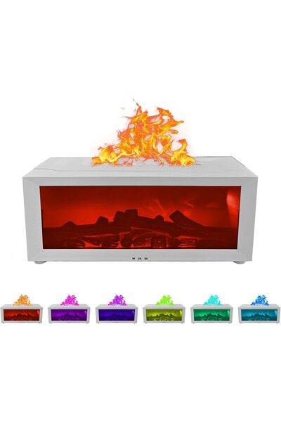 MACVI ® 3D Smart Humidifier, Flame Effect, Aromatherapy, 200ml, LED, USB, Remote, 3 Modes, White.