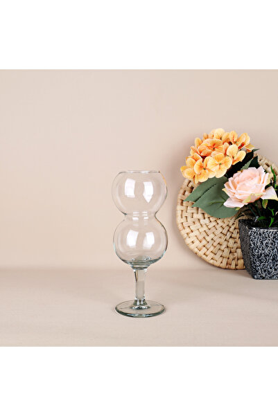 Lüks Sepeti Bila - 4 Pieces Stylishly Designed Double Chamber Glass Cup Set, Juice, Cocktail Stemmed Glass - 380 ml