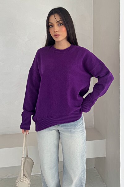 FEMELLE Women's Purple Oversized Knitwear Sweater Standard Size
