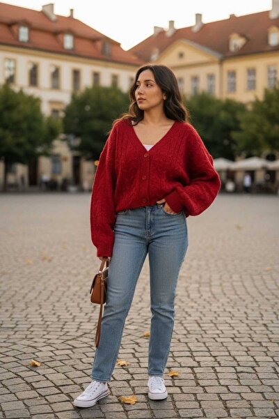 imoop design düğmeli kadın triko hırka