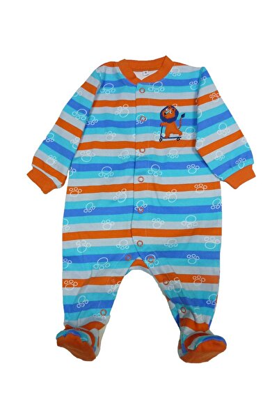 Pekkle Baby jumpsuit / onesie with lion and colorful stripes Z82