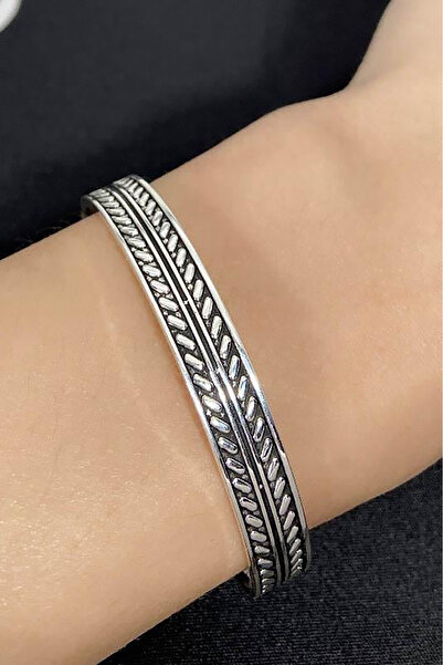TAKIŞTIR Silver Color Men's Steel Handcuff Bracelet