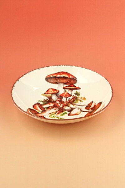 Bursa Porselen Dekor Mushroom Large Size Porcelain Salad Bowl