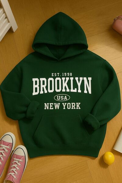 FAVORİST EST.1998 Hanorac cu glugă supradimensionat cu imprimeu BROOKLYN