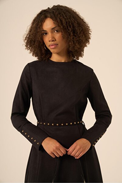 FTZ WOMEN Women's Suede Dress Black 31219