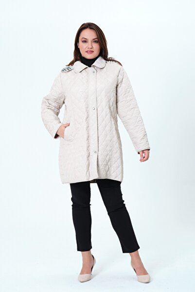 GLR&GYM BİRİCİK KADIN BÜYÜK BEDEN KAPÜŞONLU MEVSİMLİK KAPİTONE MONT/CEKET