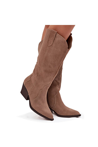 BOTO Cizme din piele suede pentru femei calde khaki Urselle 41