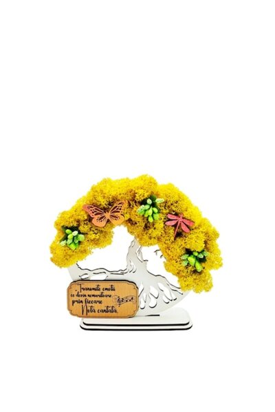 OEM Cadou Copacul Vietii, cu licheni stabilizati, din lemn alb, „Mesj artisti...