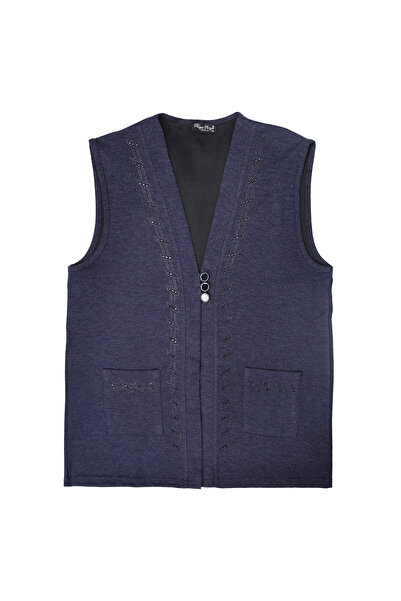 Trikolay Plus Size Women's Stone Detailed Knitwear Vest