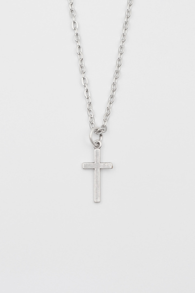 ıdr Minimalist Haç Kolye - Düz Ezme İthal Zincirli Unisex Gümüş Kaplama - 60 cm