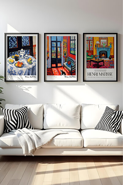 huhuli Ahşap Siyah Çerçeveli Henri Matisse Tablo Seti Huhu540